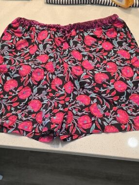 Sundance Pink Floral Print Shorts on Black